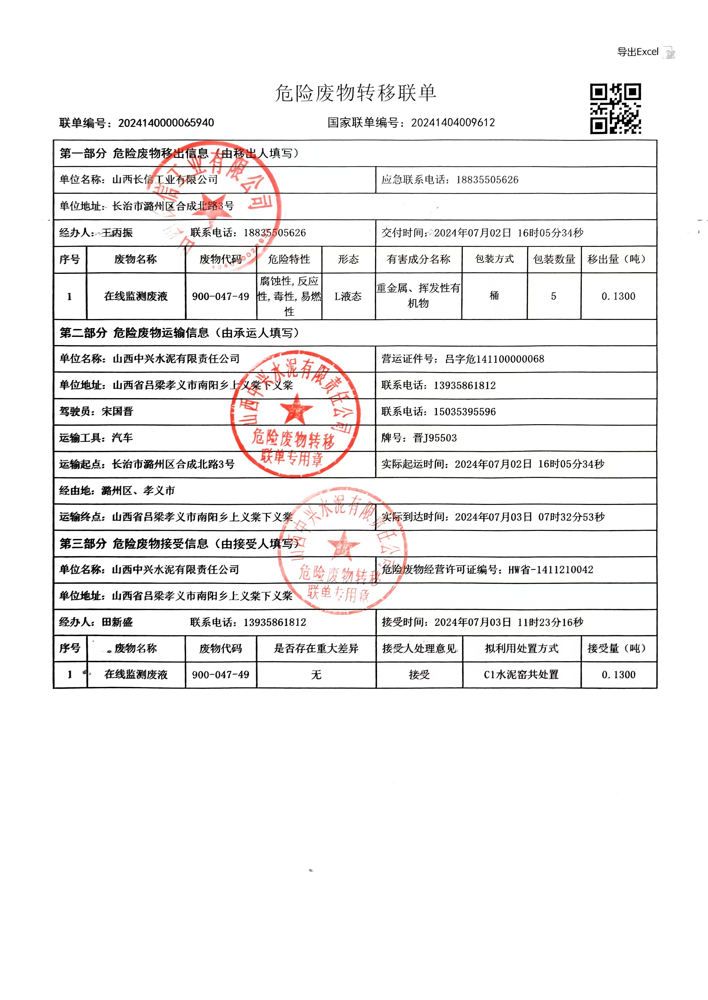 危险废物转移联单（在线监测废液）.jpg